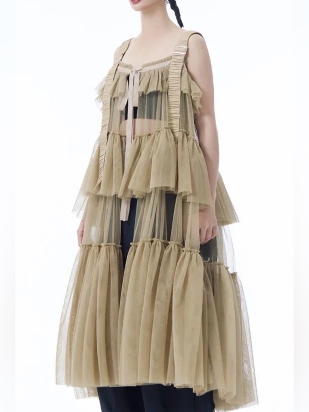 Kate Hewko Sheer Tiered Tulle Suspender Dress